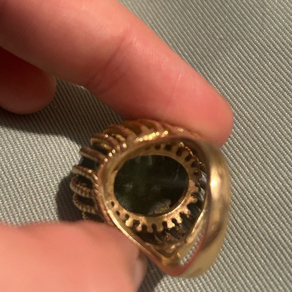 14K solid Gold Jade Ring cocktail ring - Picture 4 of 7